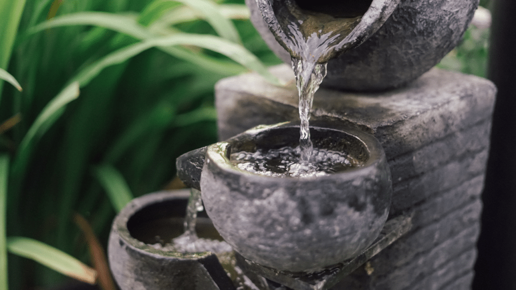 Une fontaine dans un jardin