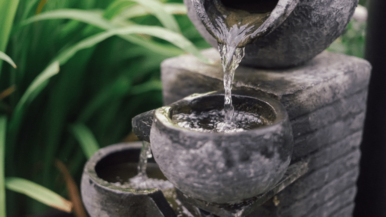 Une fontaine dans un jardin