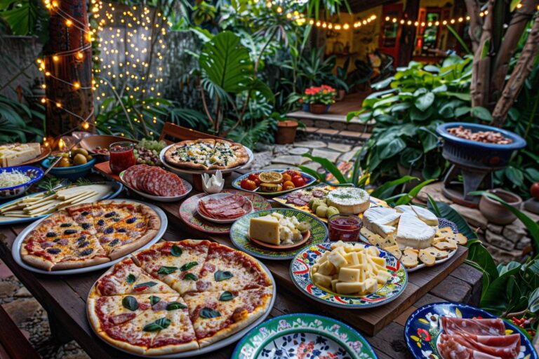 apéritif dînatoire : assortiment varié de mets apéritifs à grignoter