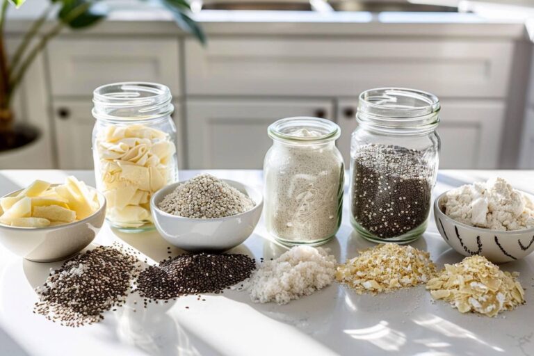 alternatives à la Maïzena : assortiment d'ingrédients sans gluten pour épaissir les plats