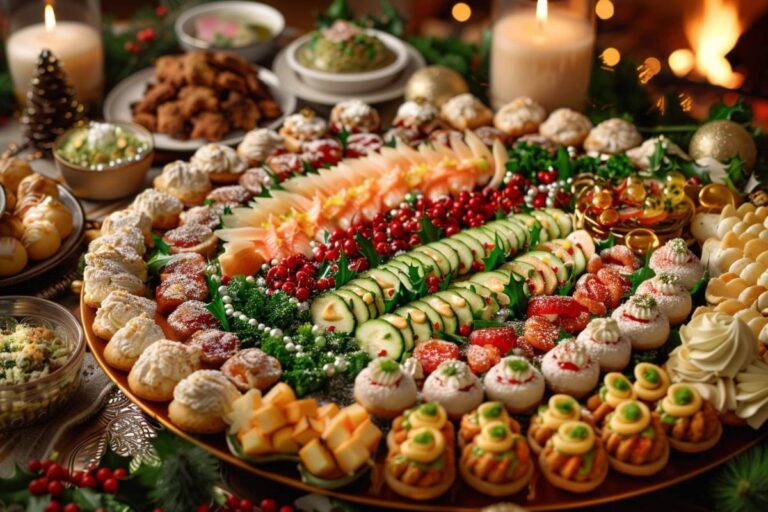 apéro de Noël : assortiment de bouchées festives pour un apéritif de Noël réussi