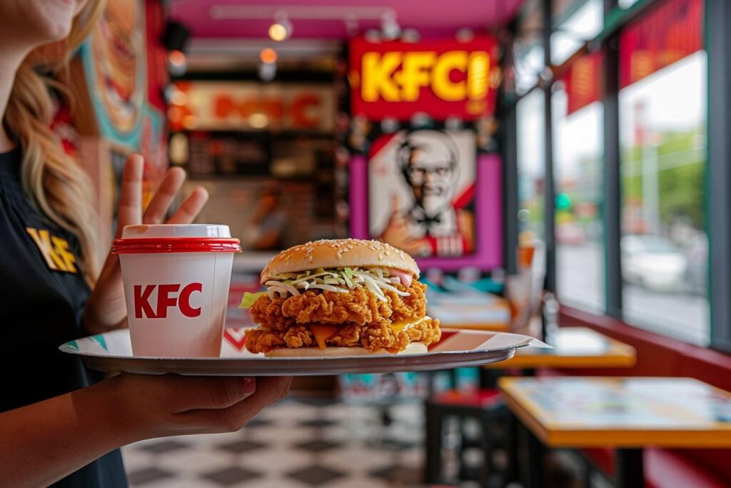 KFC : délicieux poulet frit dans un restaurant KFC