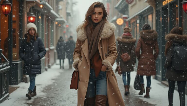 bottes hautes : femme portant des bottes hautes élégantes en hiver