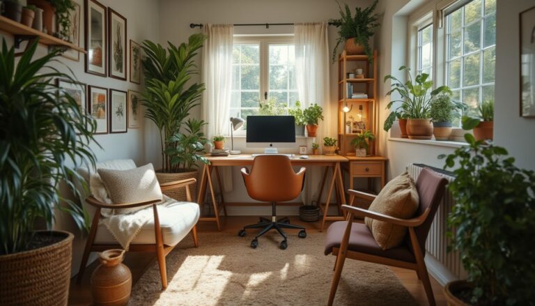 aménagement bureau : petit bureau organisé et ergonomique dans un espace réduit