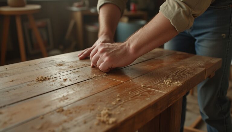 table basse personnalisée : table basse DIY en bois et métal avec outils de bricolage