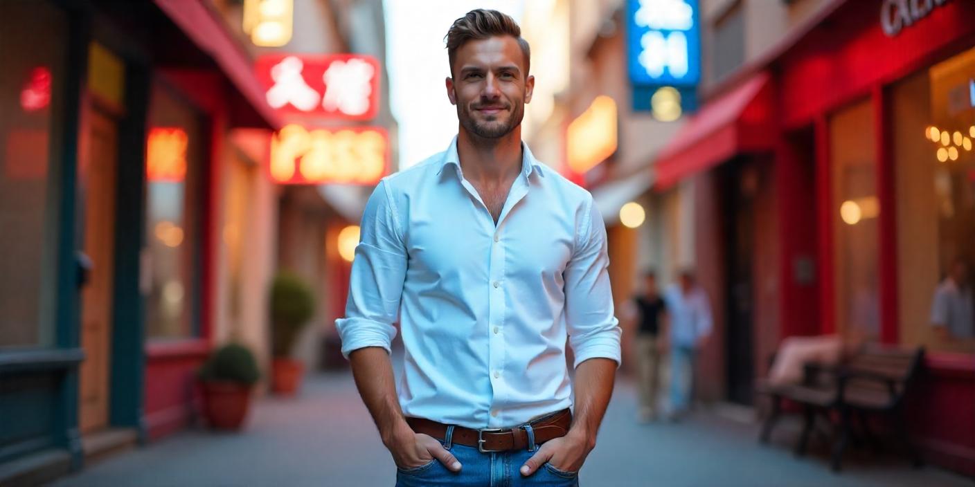 Un homme portant une chemise blanche et un jean