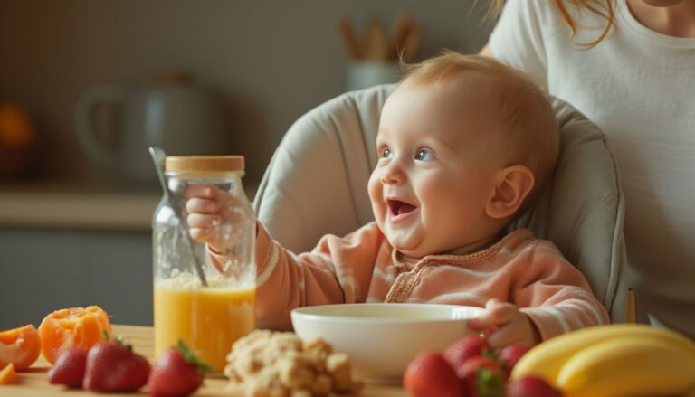 céréales pour bébés : boîte de céréales pour nourrissons avec cuillère et bol