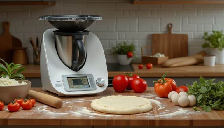 pâte à pizza Thermomix : pâte à pizza fraîche en préparation dans un Thermomix