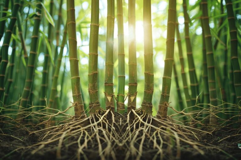 bambous : tiges de bambous dans un jardin vert
