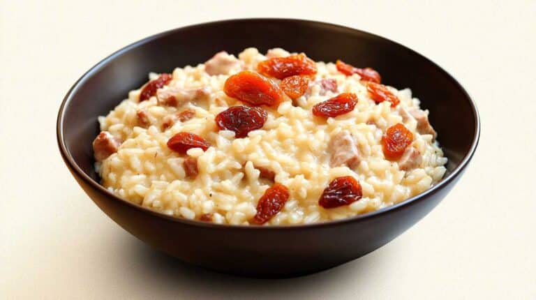risotto au chorizo : plat de risotto crémeux avec morceaux de chorizo piquants