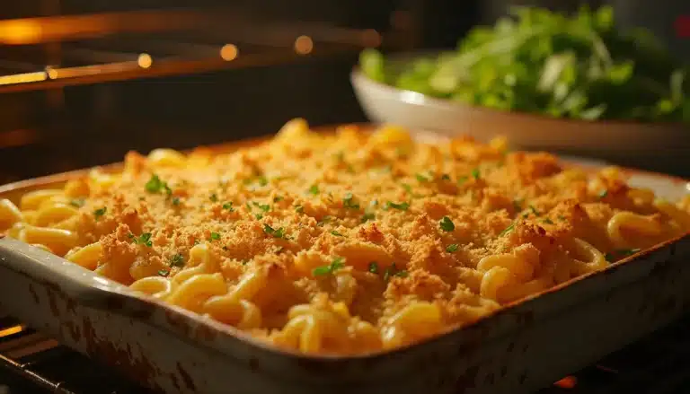 gratin de pâtes : plat de gratin de pâtes doré et appétissant