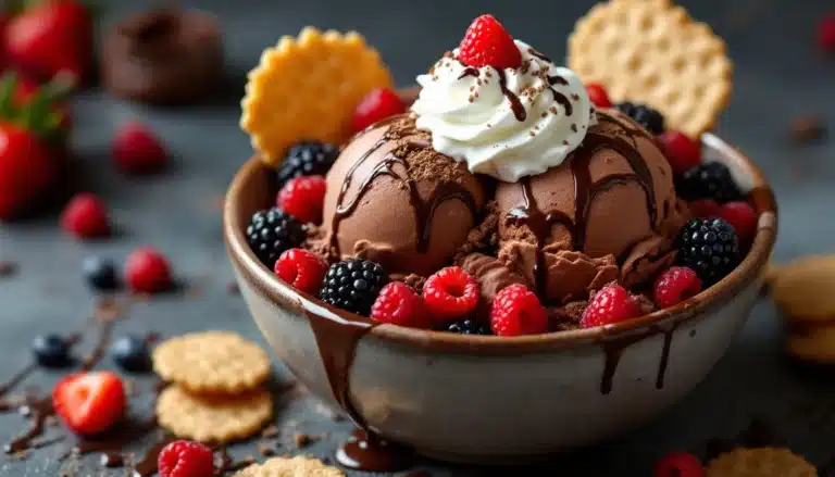 glace Nutella maison : coupe de glace Nutella onctueuse avec topping
