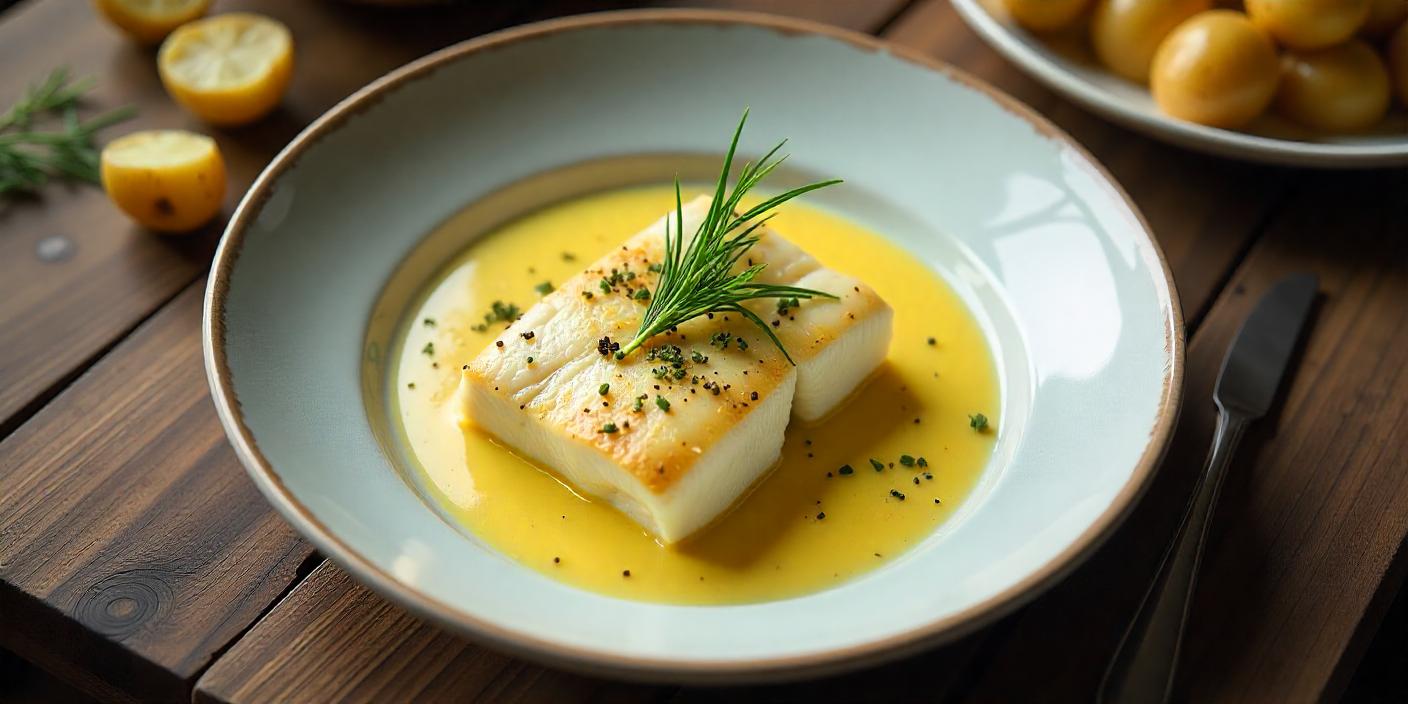 La sauce beurre blanc avec un plat de poisson