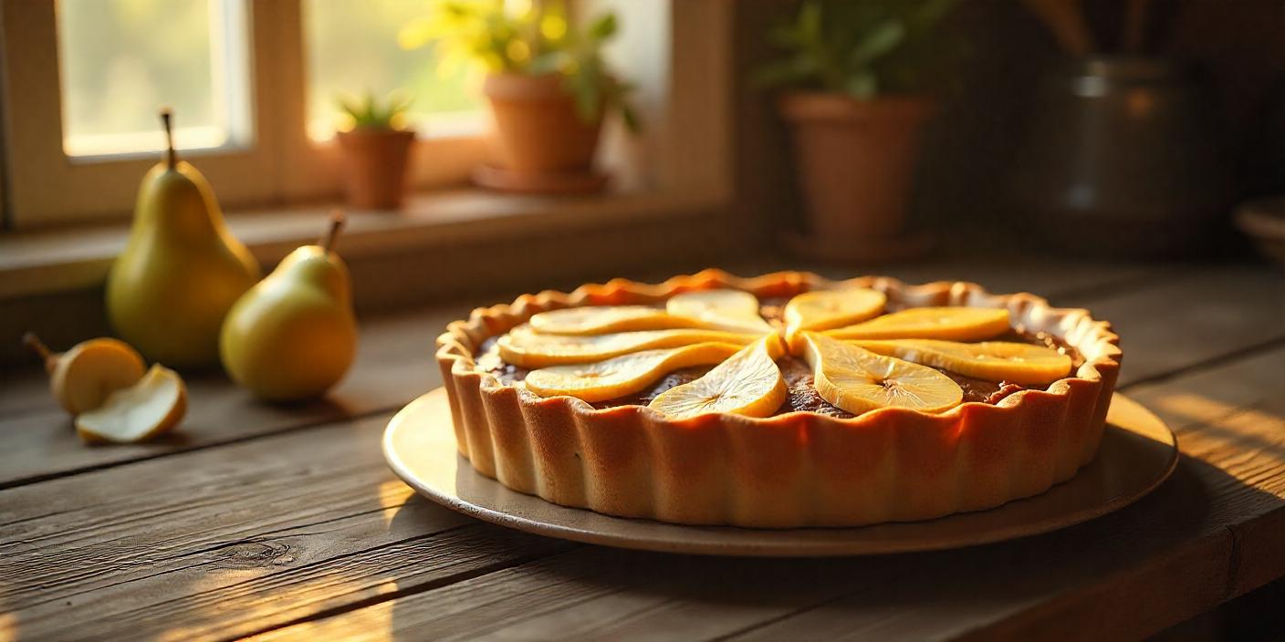 Une tarte poire-chocolat