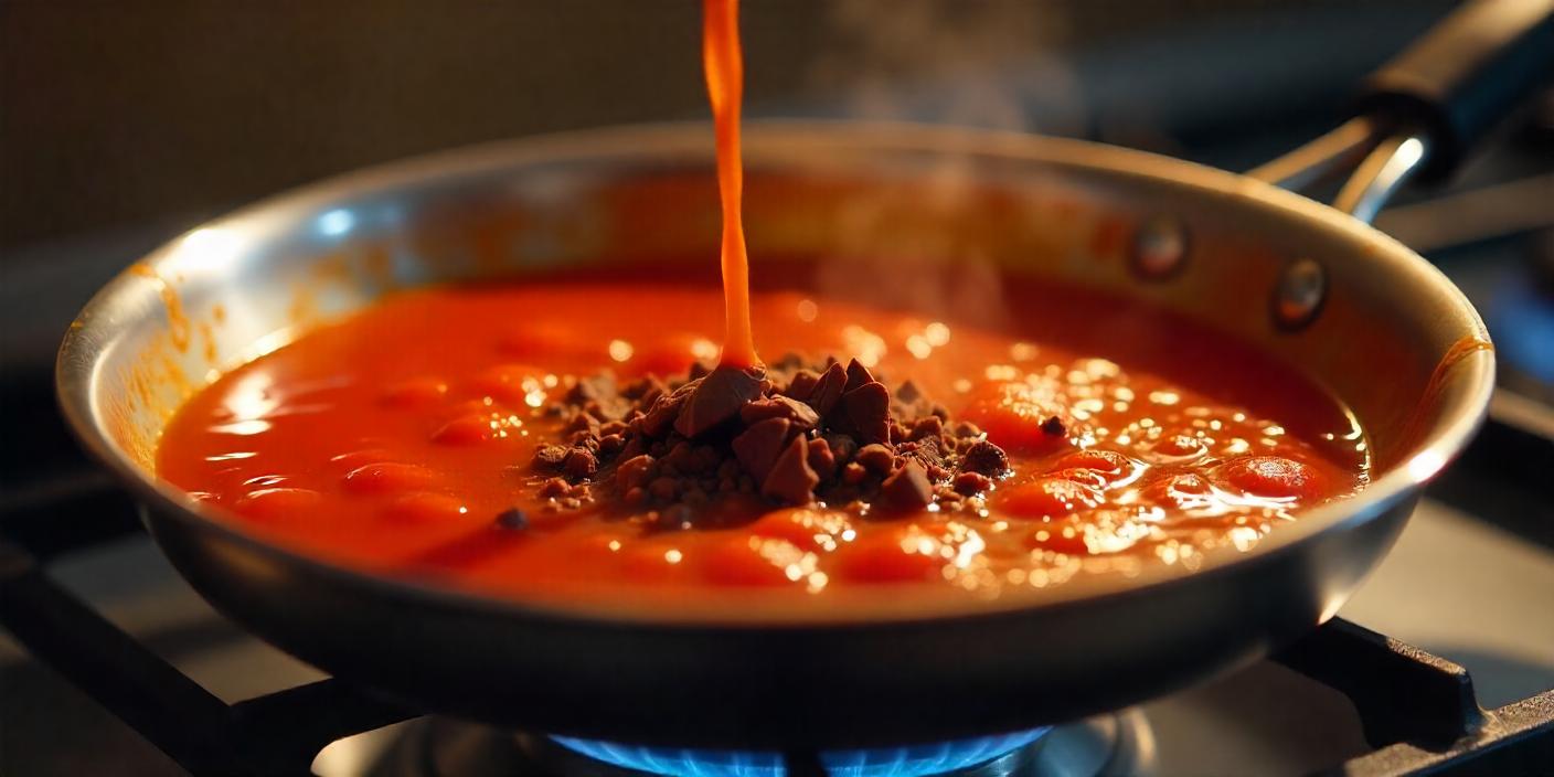 Du chocolat noir dans la sauce tomate