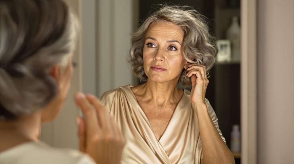 coupe de robe après 40 ans : femme élégante portant une robe parfaitement coupée mettant en valeur sa silhouette après 40 ans