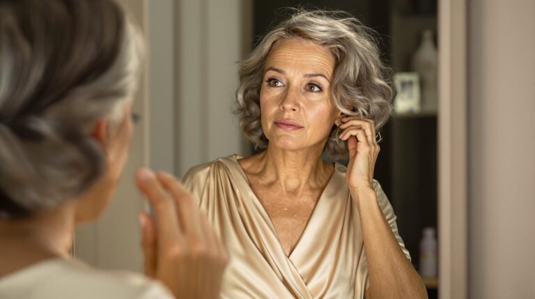 coupe de robe après 40 ans : femme élégante portant une robe parfaitement coupée mettant en valeur sa silhouette après 40 ans