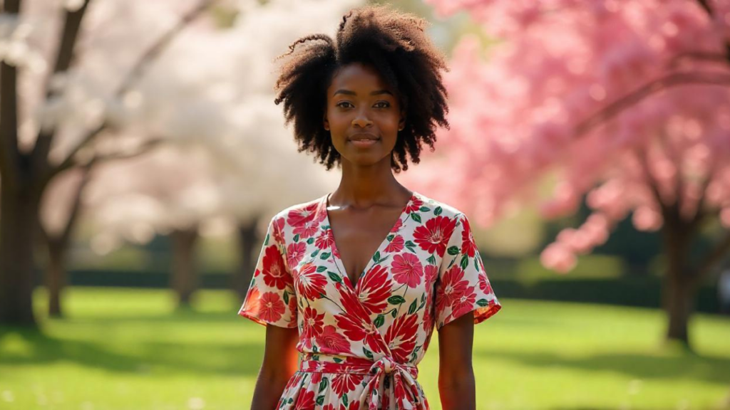 robe portefeuille : femme portant une robe portefeuille légère et élégante en été