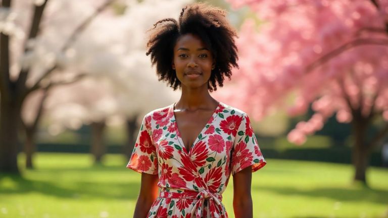robe portefeuille : femme portant une robe portefeuille légère et élégante en été