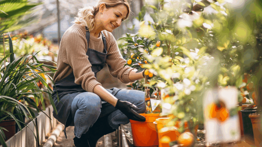 mini-verger fruitier : petit arbre fruitier en pot sur un balcon en ville
