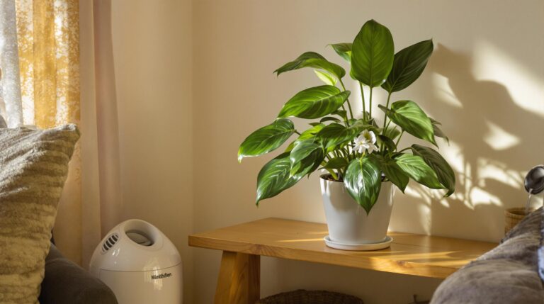 fleur de lune : plante d'intérieur spathiphyllum avec feuillage brillant et fleurs blanches