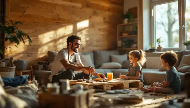 support TV en palette : meuble TV fabriqué à partir de palettes recyclées