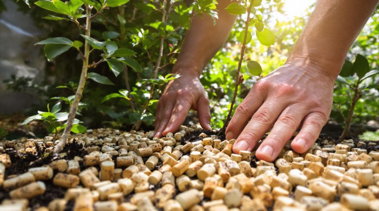 bouchons de liège : bouchons de liège transformés en protection pour les plantes dans un jardin