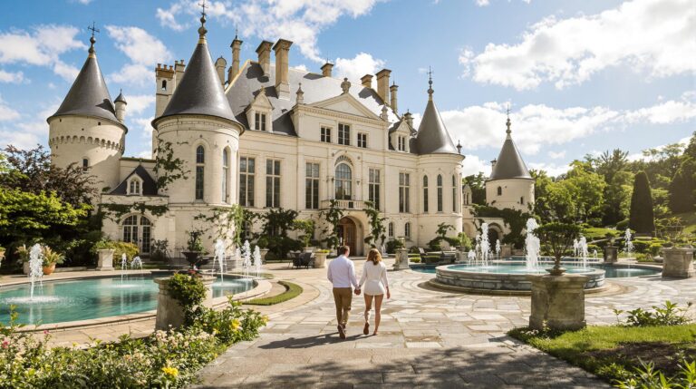propriété d’exception : château historique restauré entouré de nature et de campagne