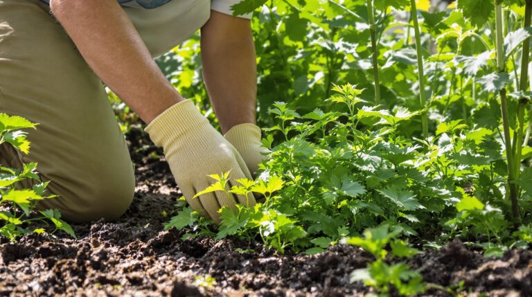 ortie : plante d'ortie poussant dans un jardin verdoyant et sain
