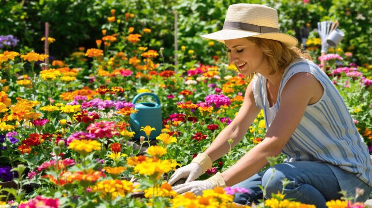fleurs résistantes à la sécheresse : jardin coloré avec des fleurs éclatantes en été