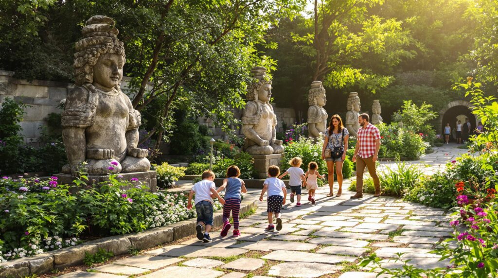 jardins secrets Loire-Atlantique : portail discret donnant accès à un jardin secret avec pierres et végétation