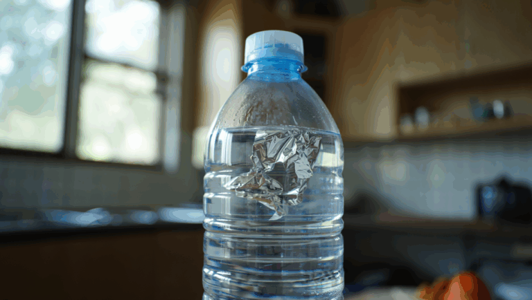 mouches : bouteille d'eau recouverte de papier aluminium pour repousser les mouches