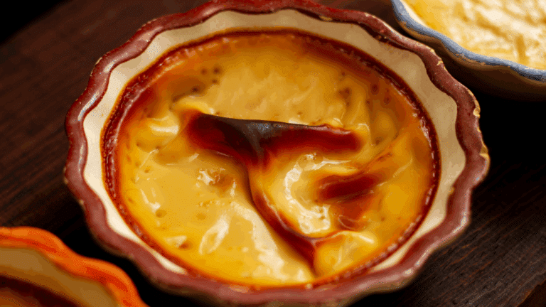flan à l’abricot : flan moelleux et doré avec abricots frais sur le dessus