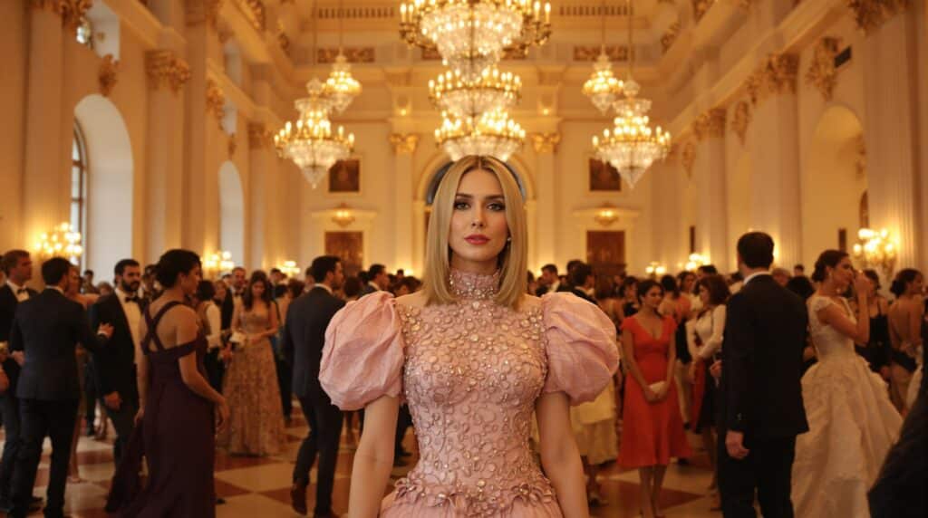 Sofia Coppola robe Chanel : Sofia Coppola portant une robe haute couture Chanel rose lors du bal du Musée des Arts Décoratifs
