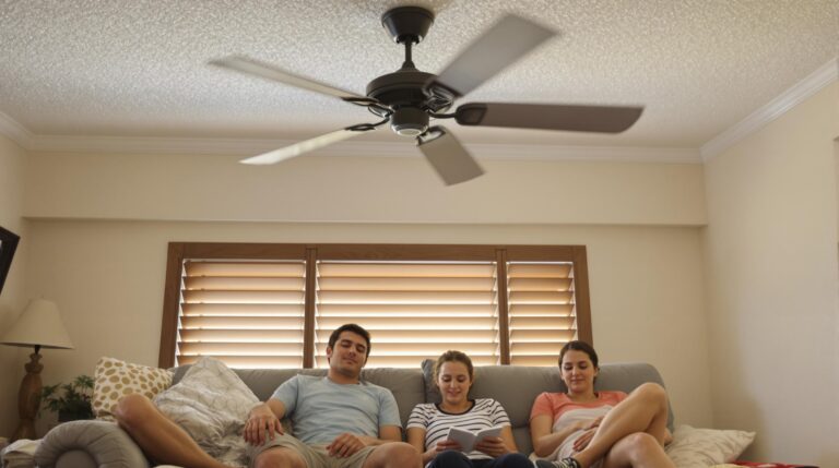 ventilateur de plafond : ventilateur de plafond installé au plafond dans une pièce lumineuse