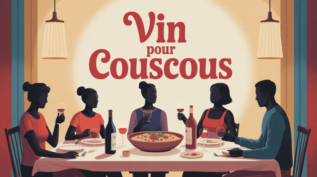 illustration table partage vin pour couscous lyon