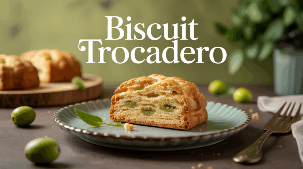 Biscuit Trocadéro moelleux sans gluten sur assiette à Lyon