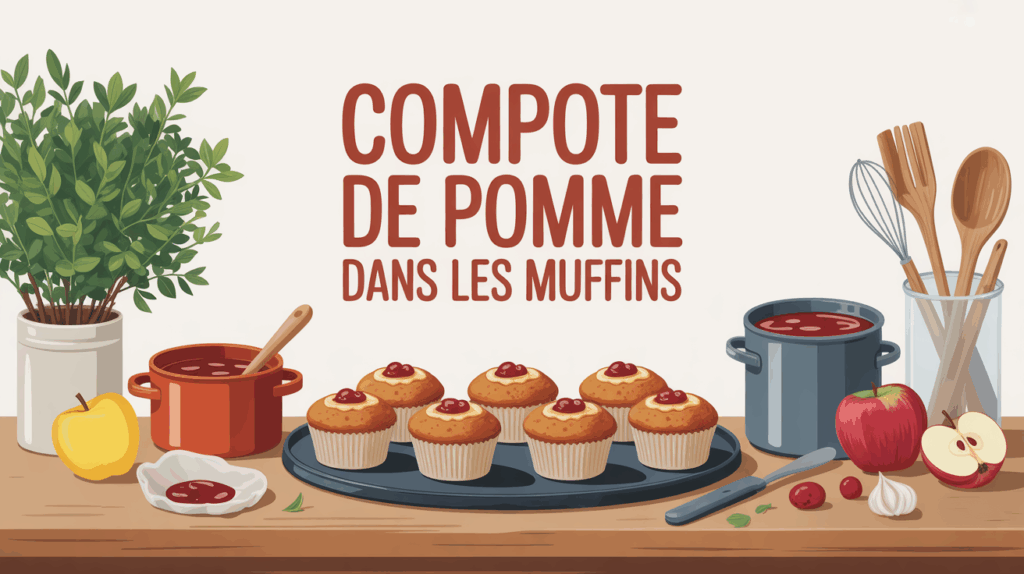 Illustration muffins compote de pomme ambiance lyonnaise