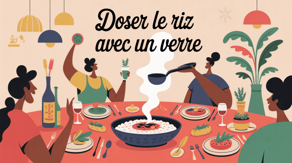 illustration conviviale dosage riz verre