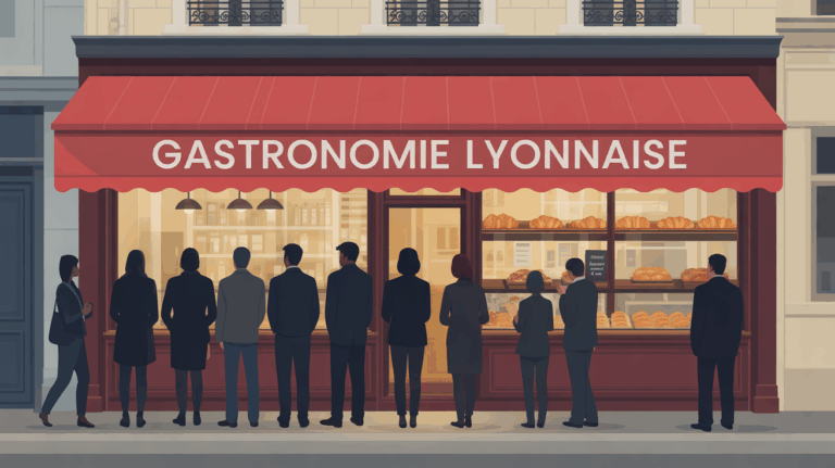 illustration devanture boulangerie gastronomie lyonnaise croissant brioche