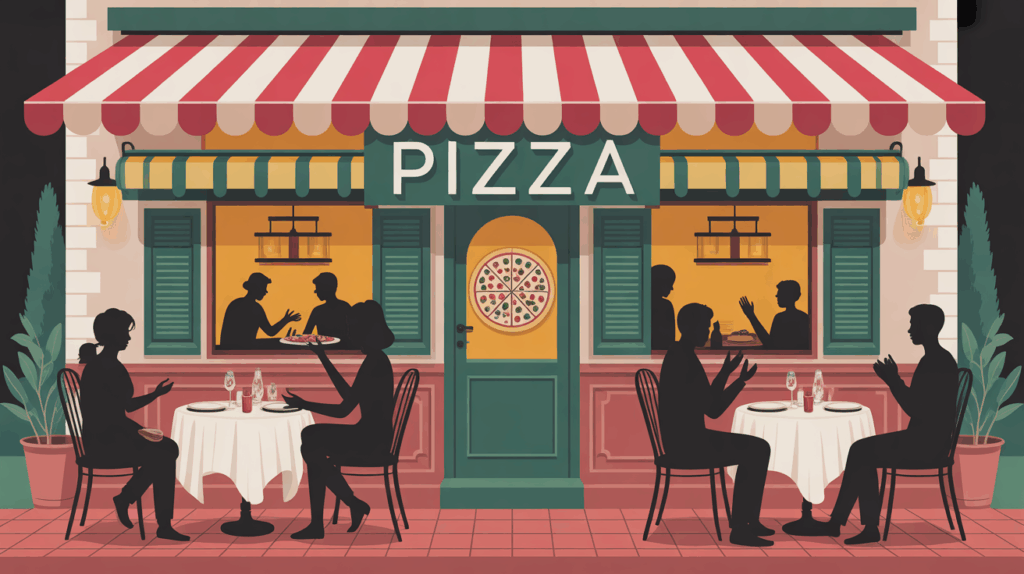 Devanture chaleureuse Kalina Pizza Thaire pizzeria village