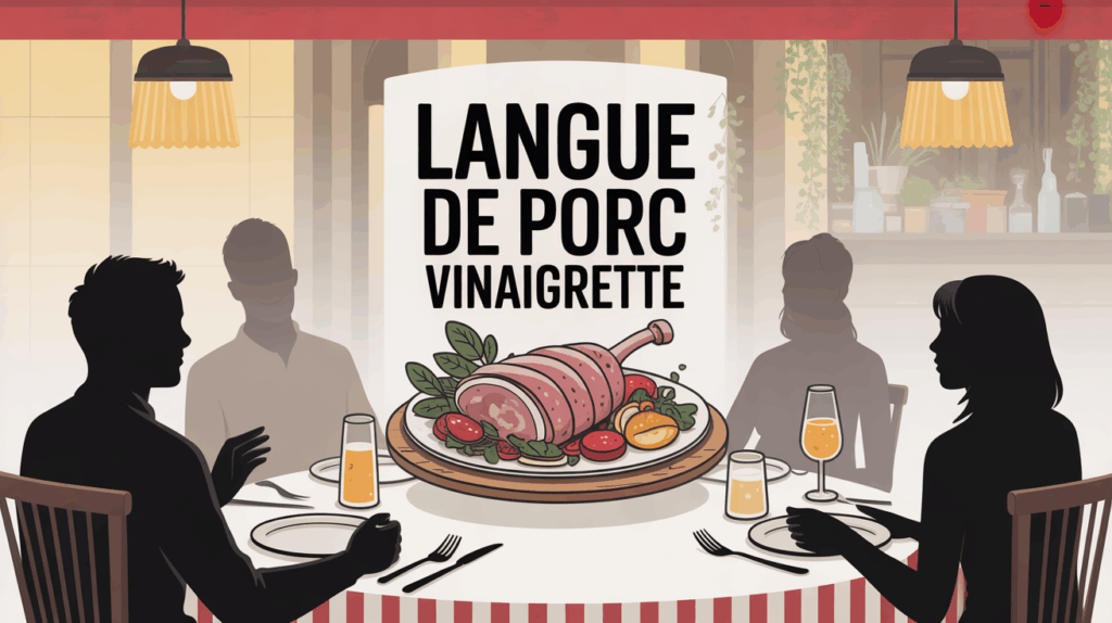 Table bistrot lyonnais avec langue de porc vinaigrette