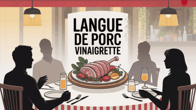 Table bistrot lyonnais avec langue de porc vinaigrette