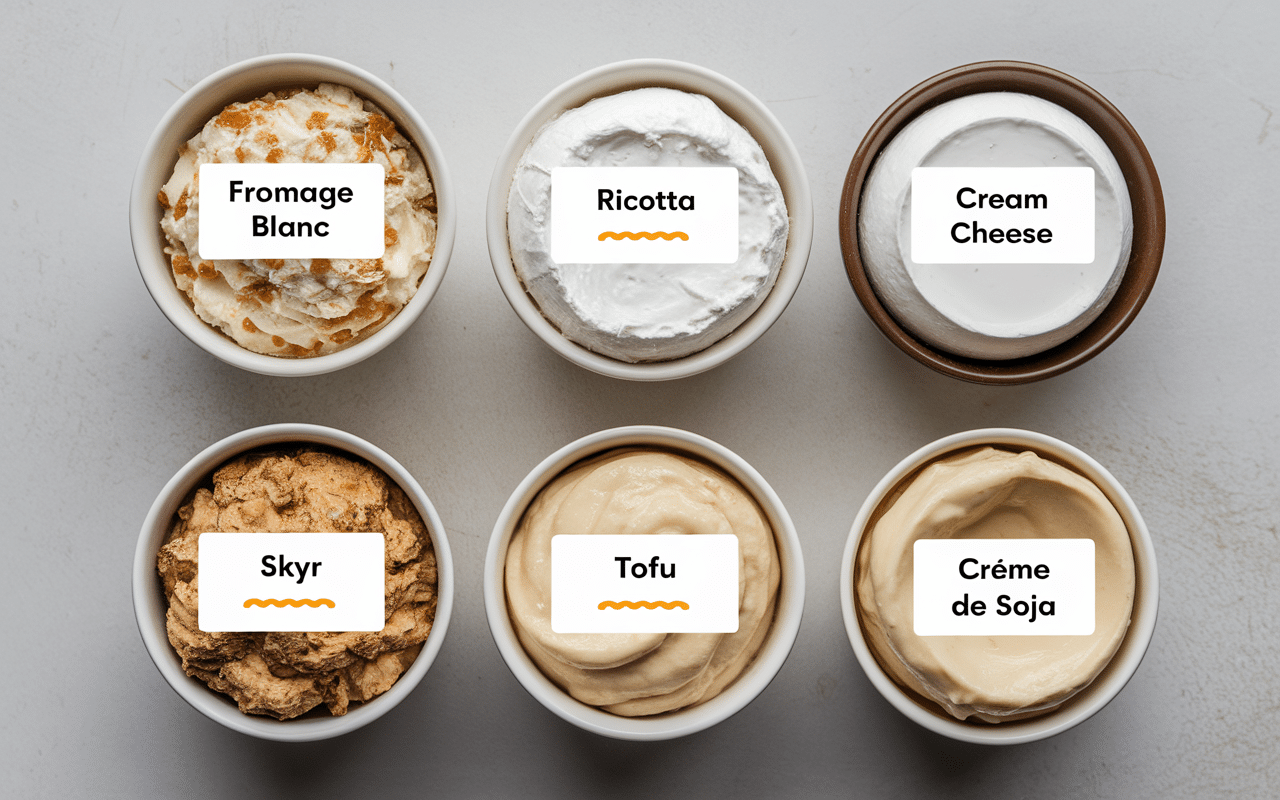 bols substituts mascarpone fromage blanc ricotta cream cheese skyr tofu creme soja
