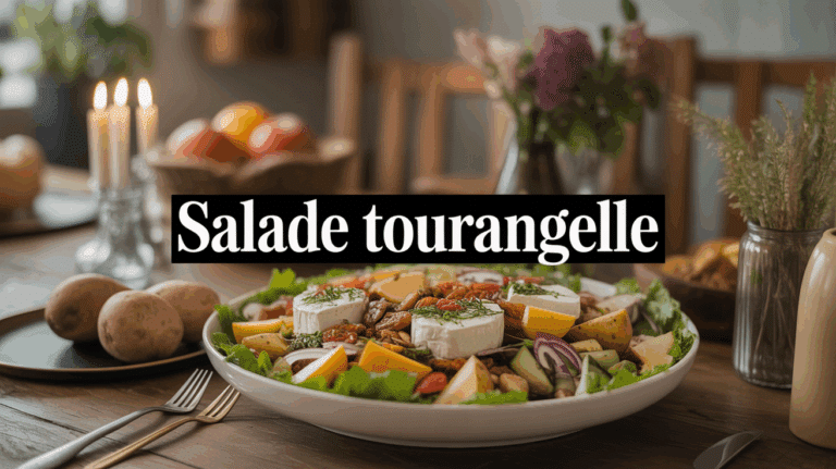 Grande table conviviale avec salade tourangelle et ambiance marché terroir