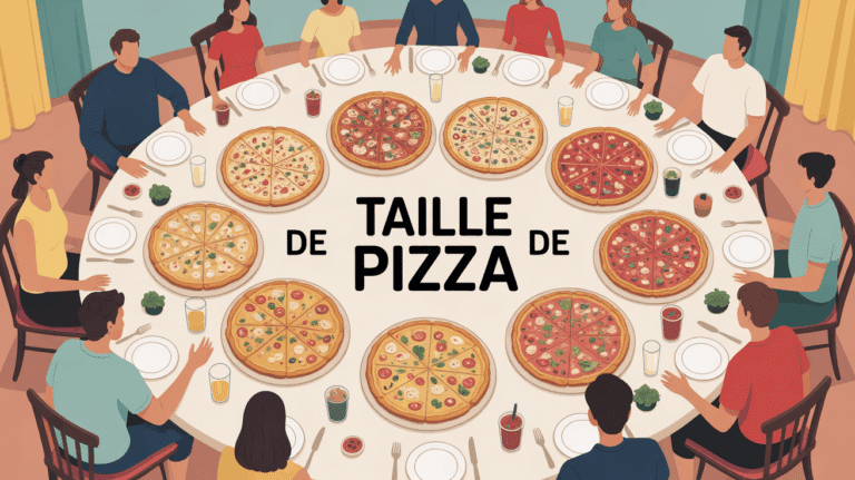 grande table avec pizzas de differentes tailles ambiance chaleureuse