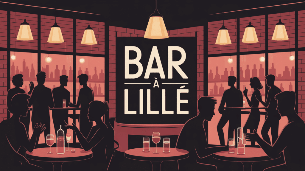 scene chaleureuse bar a Lille ambiance urbaine groupes verres