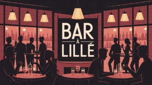 scene chaleureuse bar a Lille ambiance urbaine groupes verres