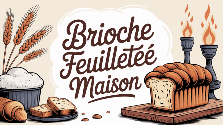 brioche feuilletee maison sur planche de bois rouleau farine