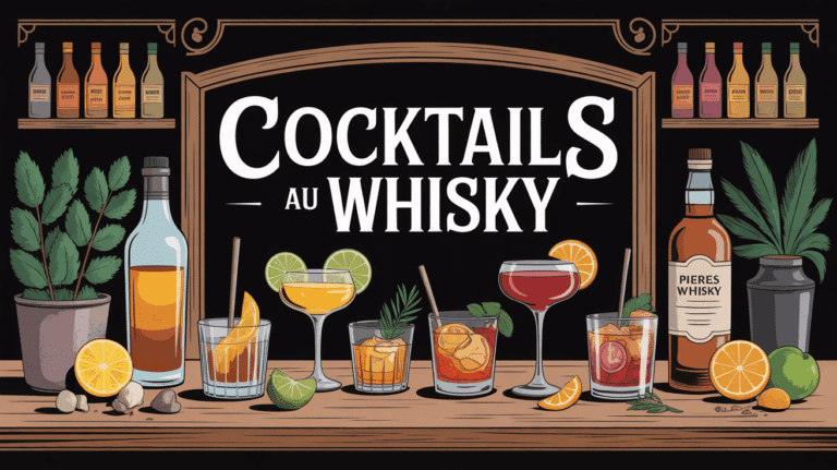cocktails au whisky sur table de bar lyon
